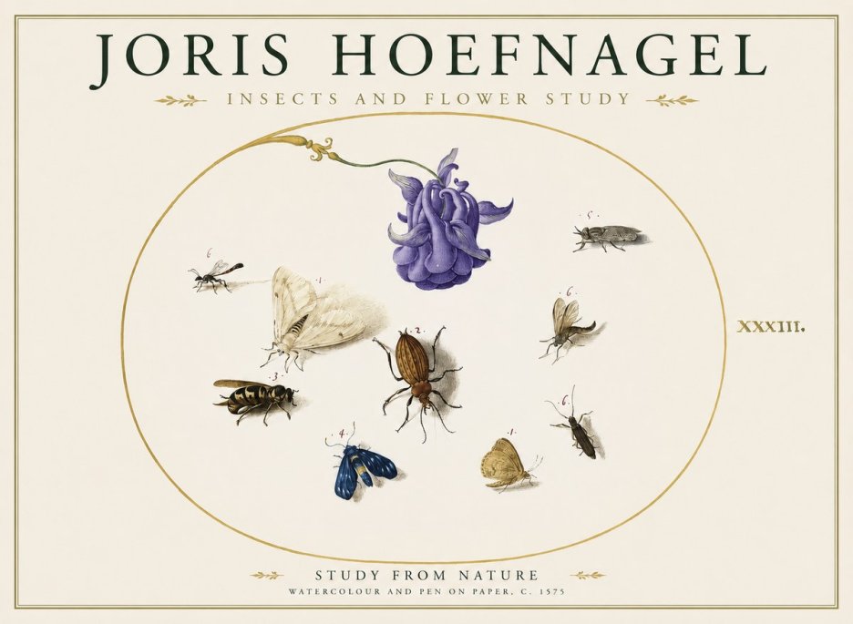 Joris Hoefnagel Studies of Insects and Flowers No2 - Juliste