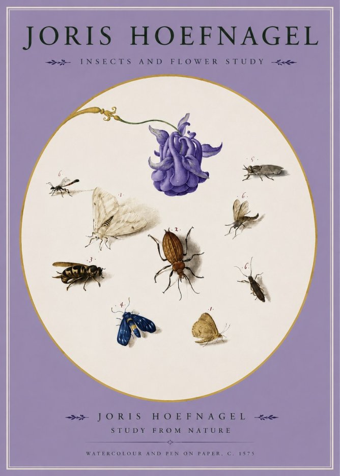 Joris Hoefnagel Studies of Insects and Flowers No3 - Juliste