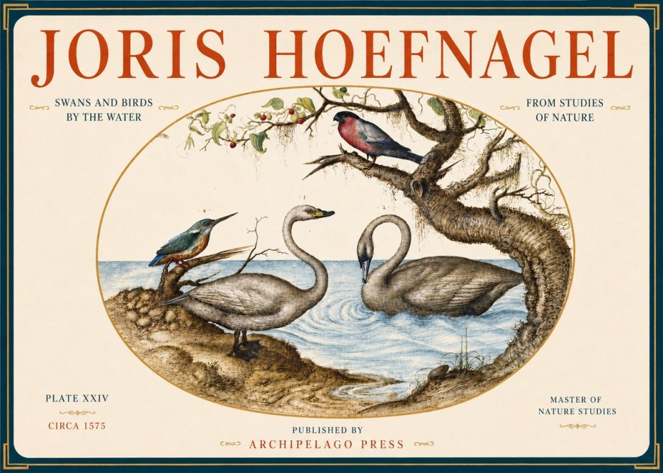 Joris Hoefnagel Swans and Birds by the Water No4 - Juliste