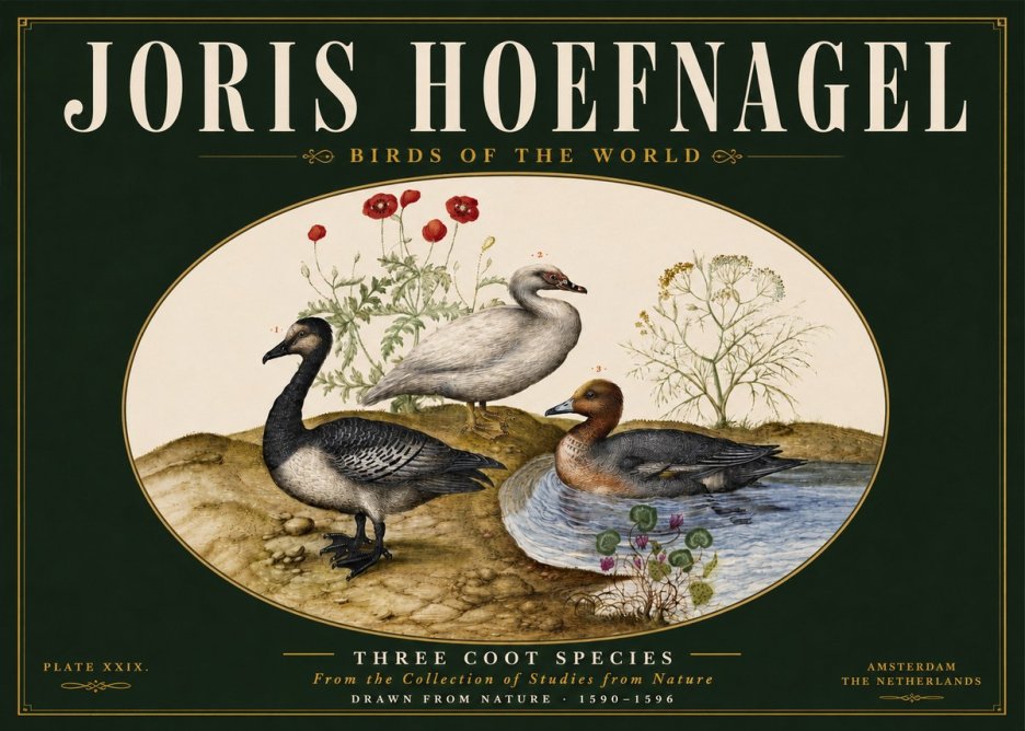 Joris Hoefnagel Three Coot Species No4 - Juliste