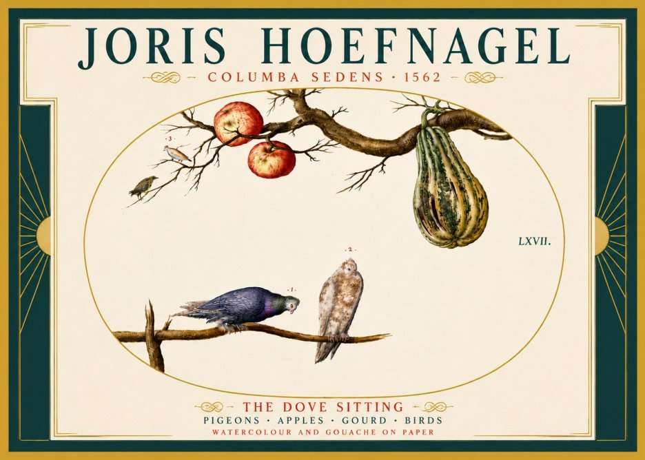 Joris Hoefnagel Pigeons Sitting. No6 - Juliste