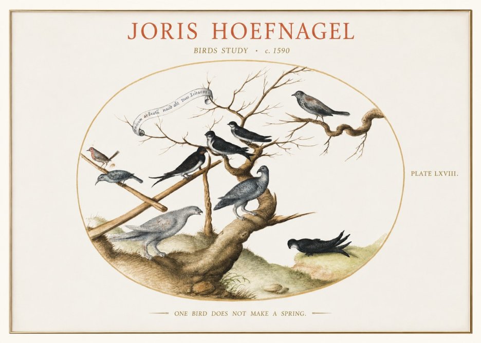 Joris Hoefnagel Birds Study No1 - Juliste