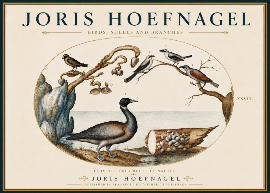 Joris Hoefnagel Birds, Shells and Branches No5 - Juliste