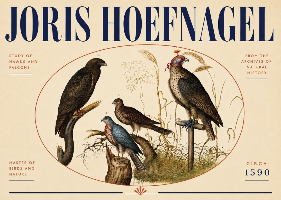 Joris Hoefnagel Studies of Hawks and Falcons No5 - Juliste