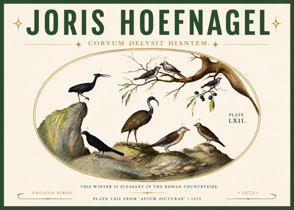 Joris Hoefnagel English Birds Plate Lxii No6 - Juliste