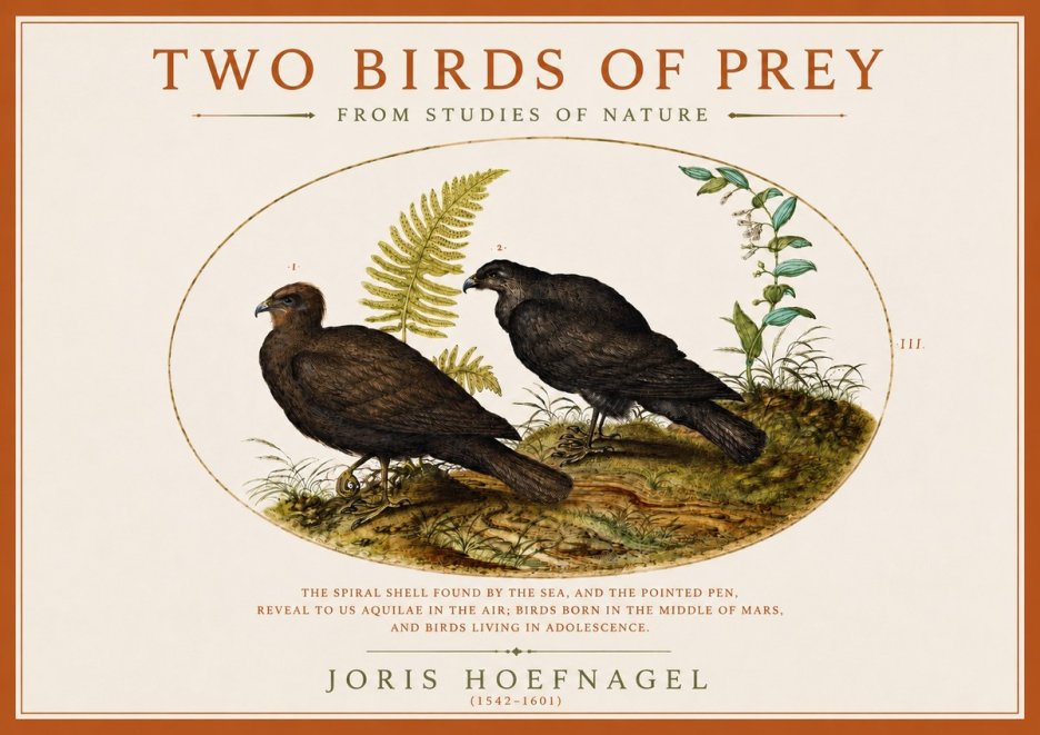 Joris Hoefnagel Two Birds of Prey - from Studies of Nature No3 - Juliste