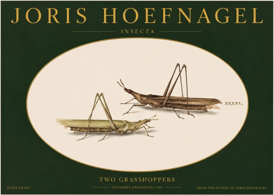 Joris Hoefnagel Two Grasshoppers No2 - Juliste