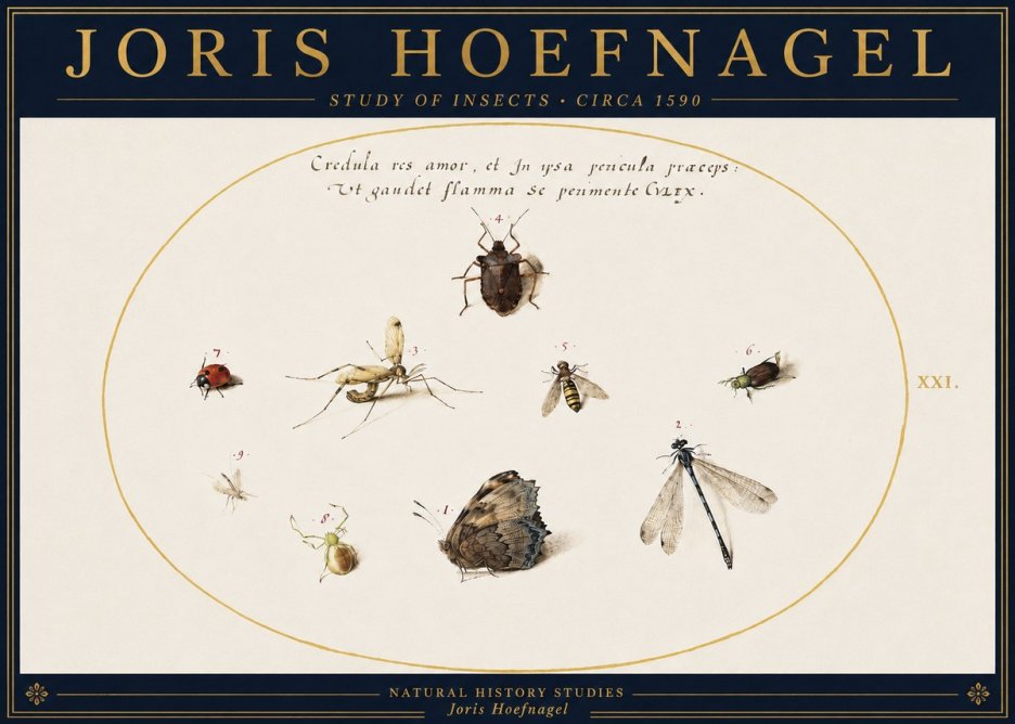 Joris Hoefnagel Study of Insects • Circa 1590 No4 - Juliste