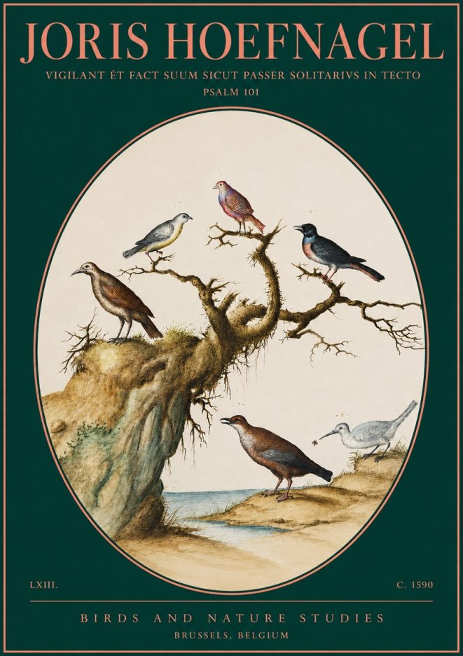 Joris Hoefnagel Vigilant Et Fact Suum Sicut Passer Solitarius in Tecto No4 - Juliste