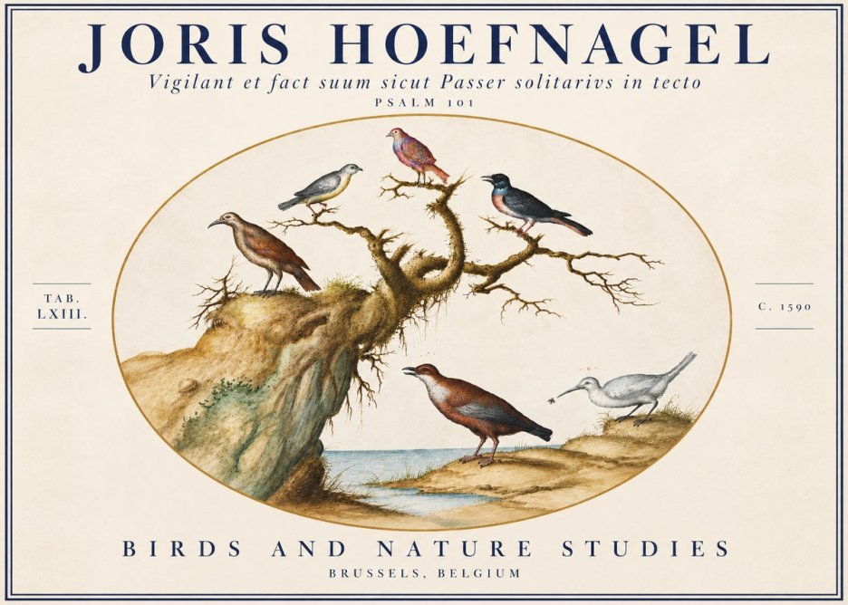 Joris Hoefnagel Vigilant Et Fact Suum Sicut Passer Solitarius in Tecto No5 - Juliste