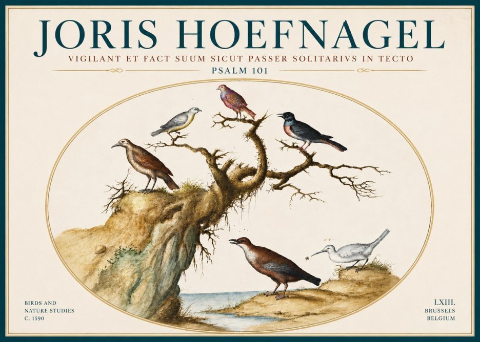 Joris Hoefnagel Vigilant Et Fact Suum Sicut Passer Solitarius in Tecto No6 - Juliste
