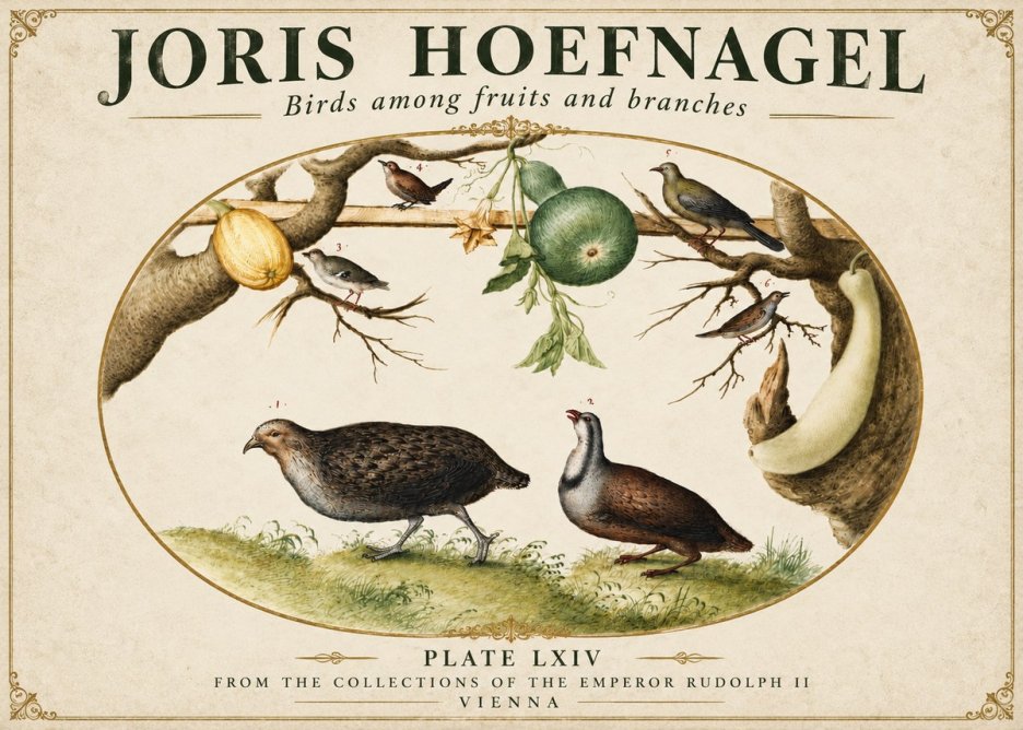 Joris Hoefnagel Birds Among Fruits and Branches No3 - Juliste