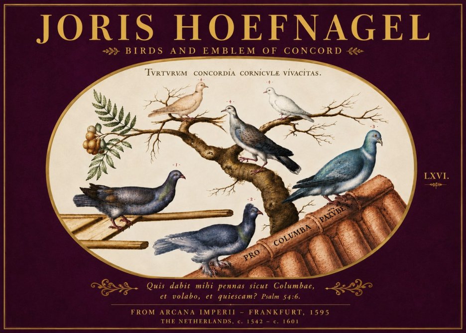 Joris Hoefnagel Birds and Emblem of Concord No5 - Juliste