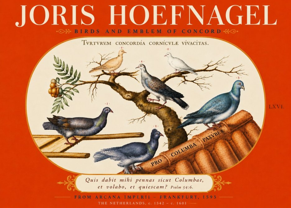 Joris Hoefnagel Birds and Emblem of Concord No6 - Juliste