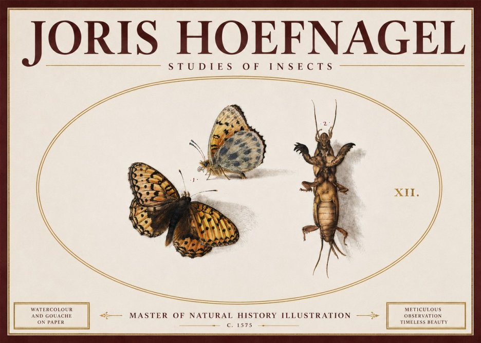 Joris Hoefnagel Studies of Insects Xii No5 - Juliste