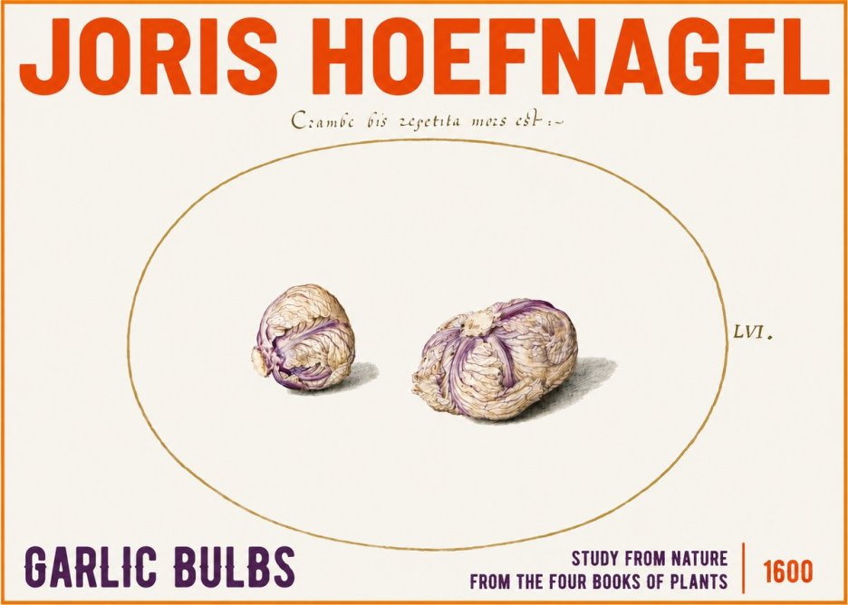 Joris Hoefnagel Garlic Bulbs Study from Nature No3 - Juliste