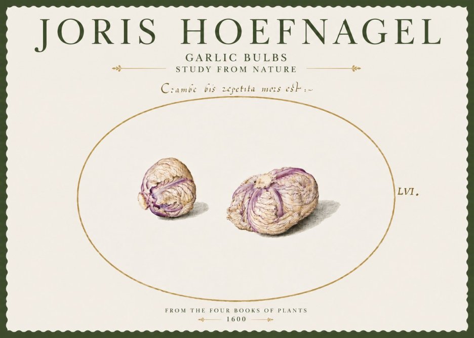 Joris Hoefnagel Garlic Bulbs Study from Nature No4 - Juliste