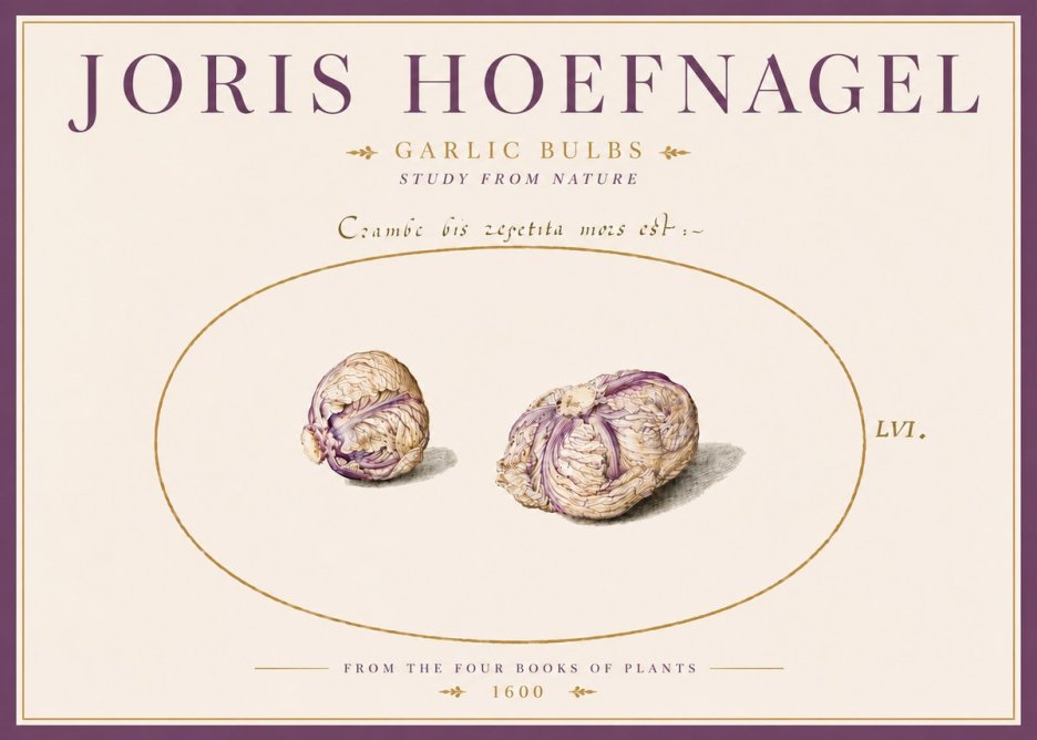 Joris Hoefnagel Garlic Bulbs Study from Nature No5 - Juliste