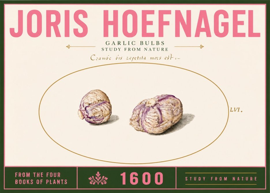 Joris Hoefnagel Garlic Bulbs Study from Nature No6 - Juliste