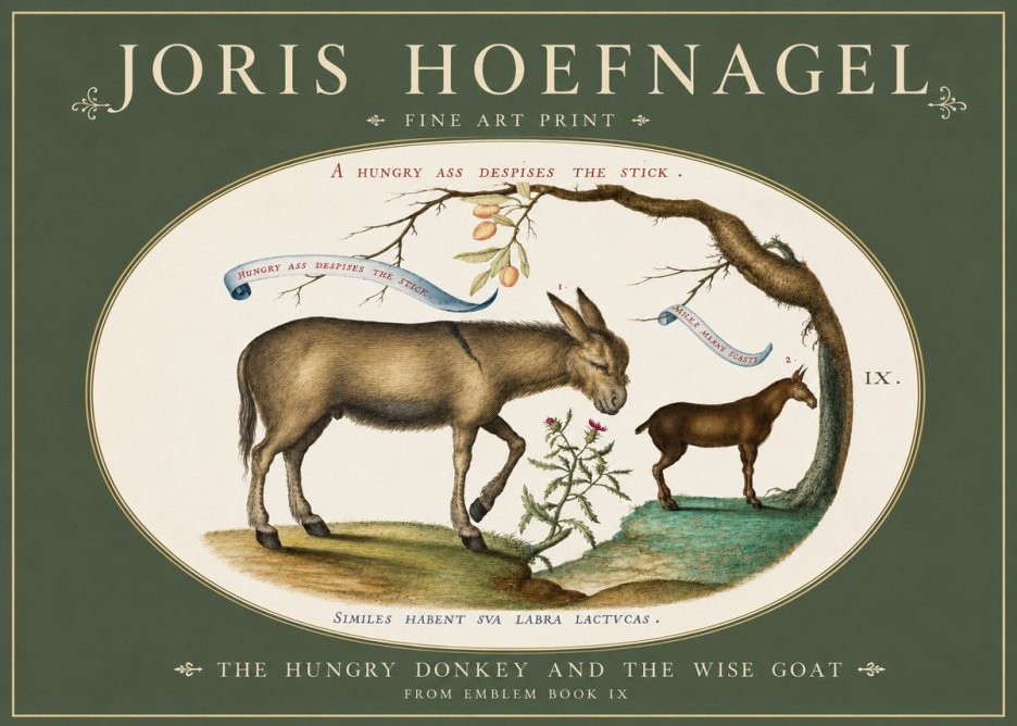 Joris Hoefnagel The Hungry Donkey and the Wise Goat No3 - Juliste