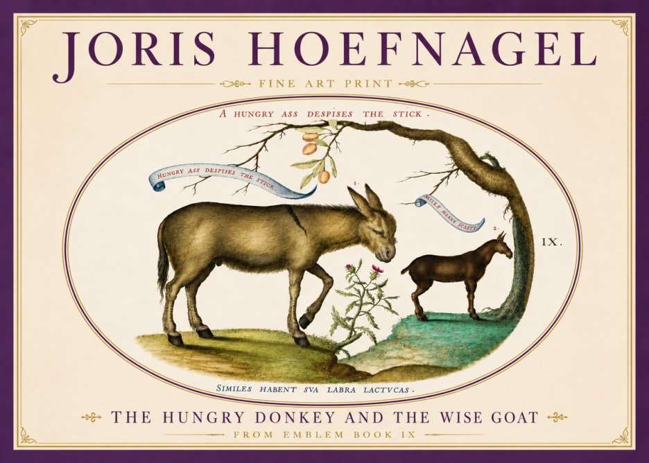 Joris Hoefnagel The Hungry Donkey and the Wise Goat No5 - Juliste