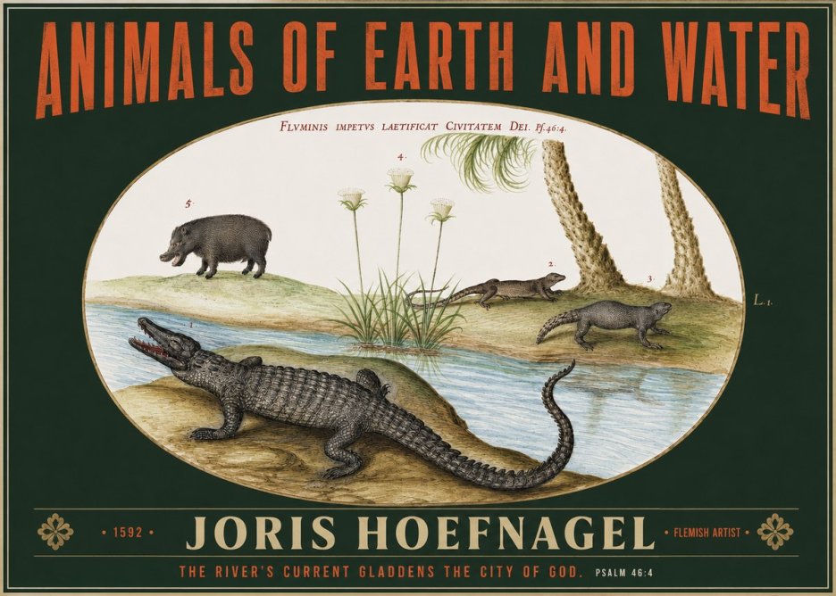 Joris Hoefnagel Animals of Earth and Water No2 - Juliste