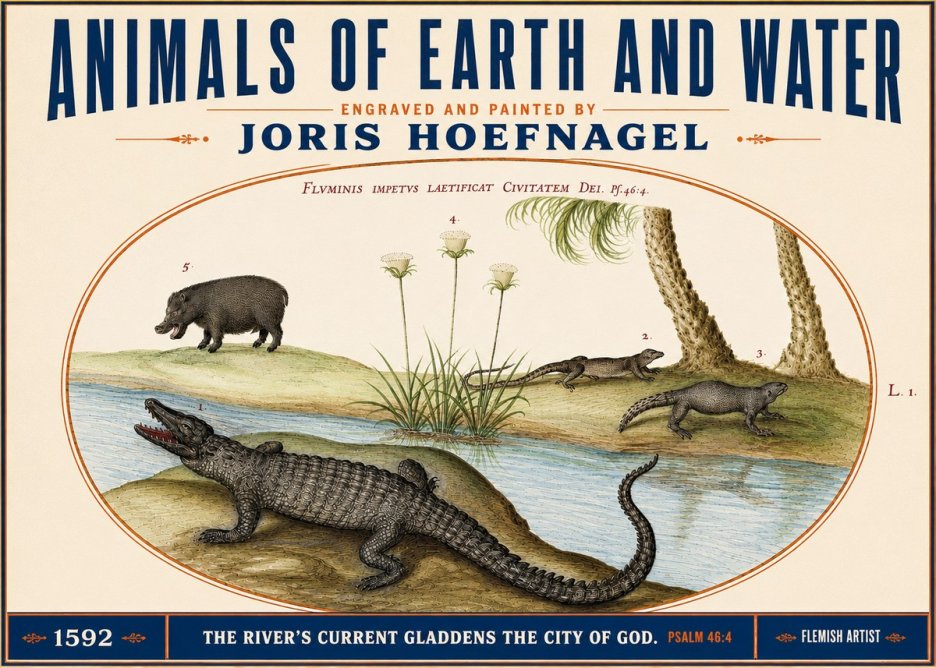 Joris Hoefnagel Animals of Earth and Water No3 - Juliste