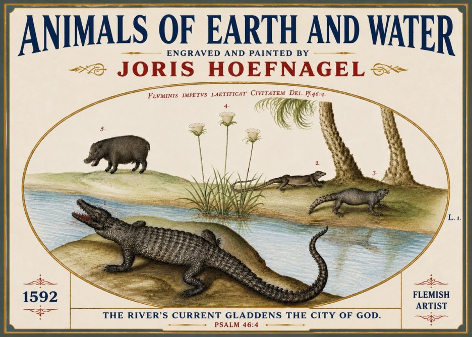 Joris Hoefnagel Animals of Earth and Water No6 - Juliste