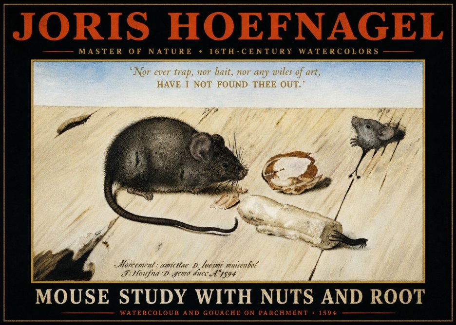 Joris Hoefnagel Mouse Study with Nuts and Root No4 - Juliste