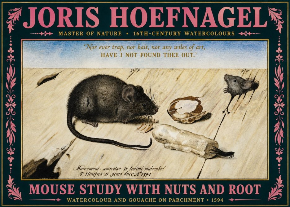 Joris Hoefnagel Mouse Study with Nuts and Root No5 - Juliste
