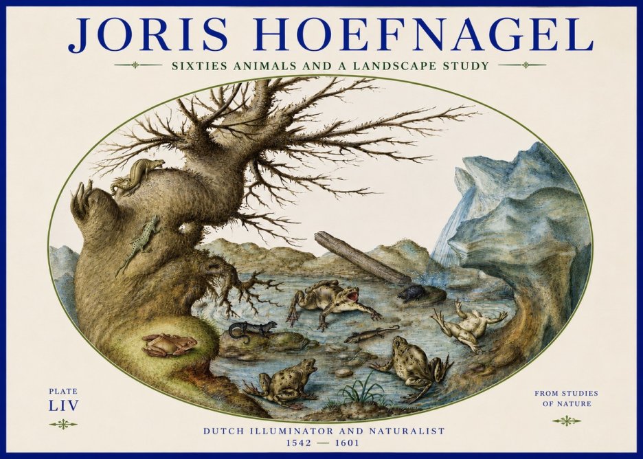 Joris Hoefnagel Sixtties Animals and a Landscape Study No3 - Juliste