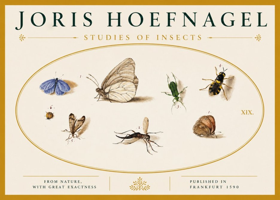 Joris Hoefnagel Studies of Insects V No4 - Juliste