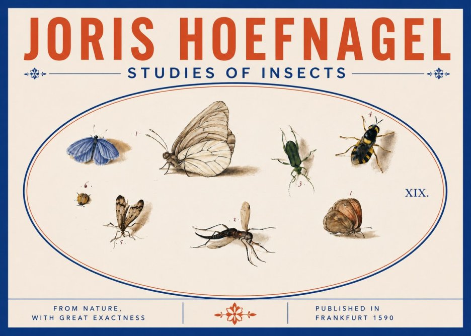 Joris Hoefnagel Studies of Insects V No5 - Juliste