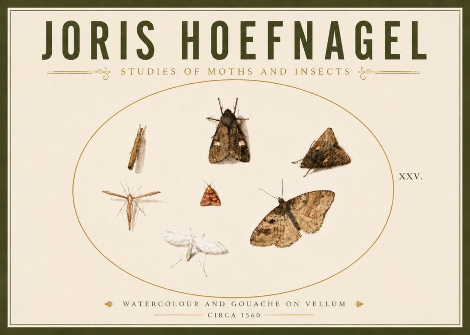 Joris Hoefnagel Studies of Moths and Insects - Xxv. No6 - Juliste