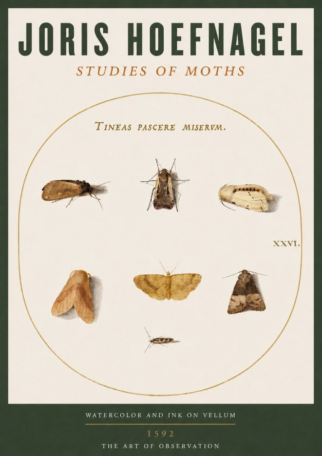Joris Hoefnagel Studies of Moths II No2 - Juliste