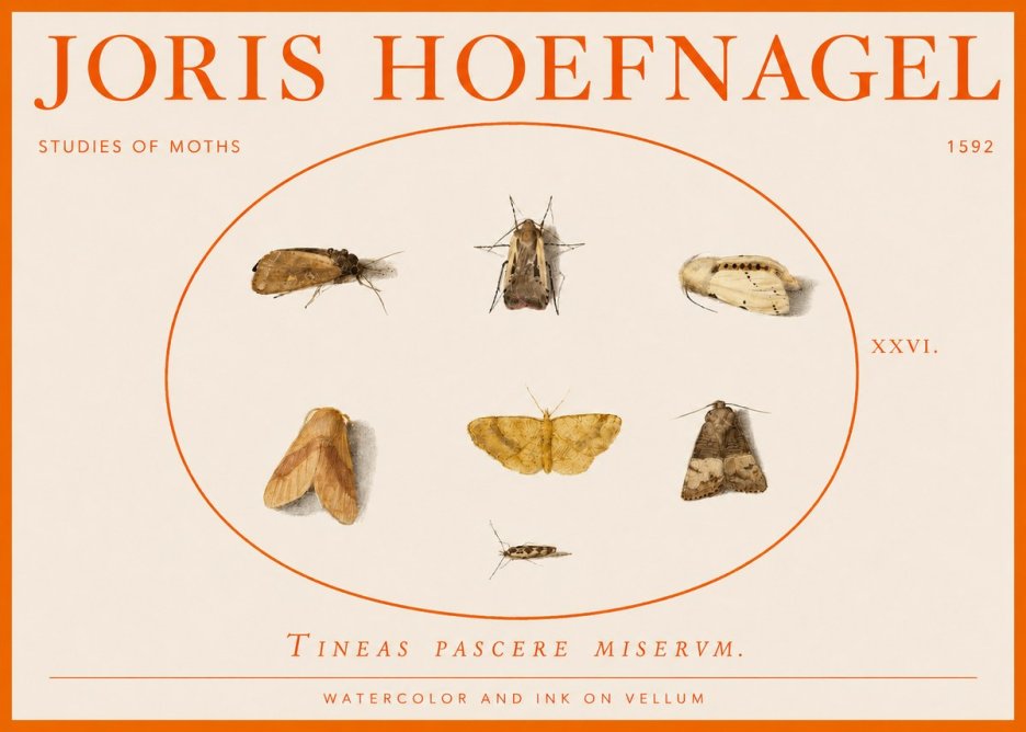 Joris Hoefnagel Studies of Moths II No3 - Juliste
