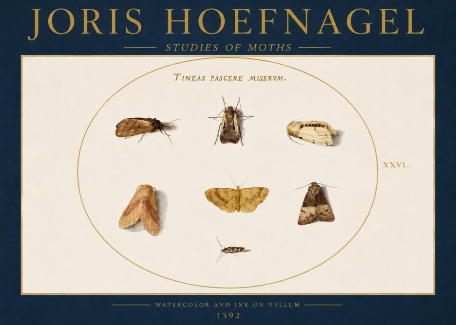 Joris Hoefnagel Studies of Moths II No4 - Juliste