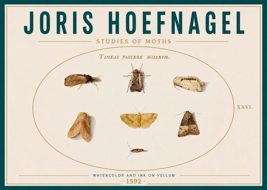 Joris Hoefnagel Studies of Moths II No6 - Juliste