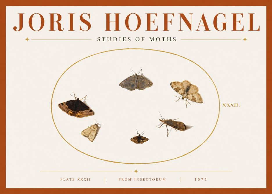 Joris Hoefnagel Studies of Moths III No5 - Juliste