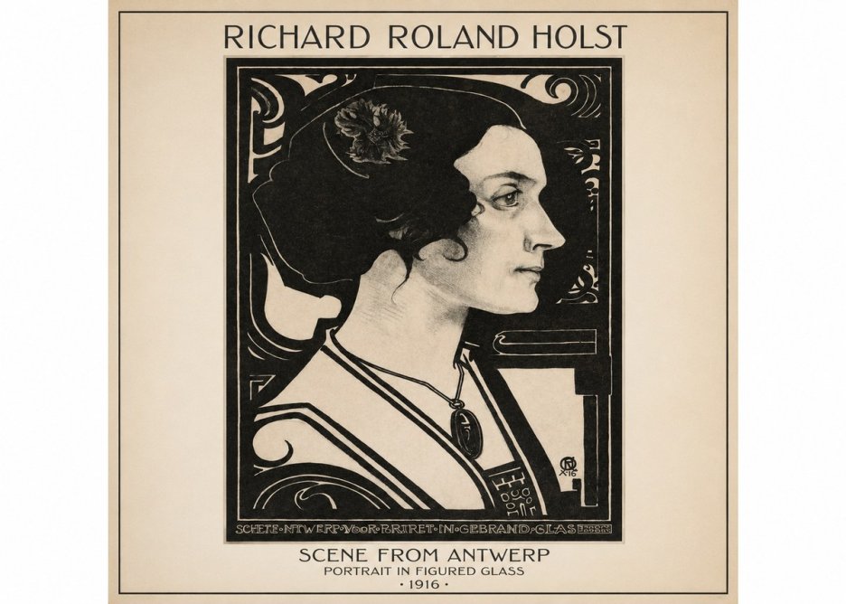 Richard Roland Holst Scene from Antwerp - Portrait in Figured Glass No1 - Juliste