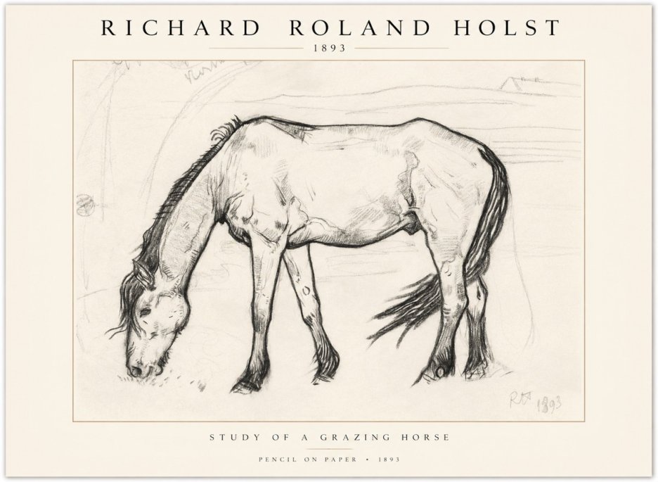 Richard Roland Holst Study of a Grazing Horse No1 - Juliste