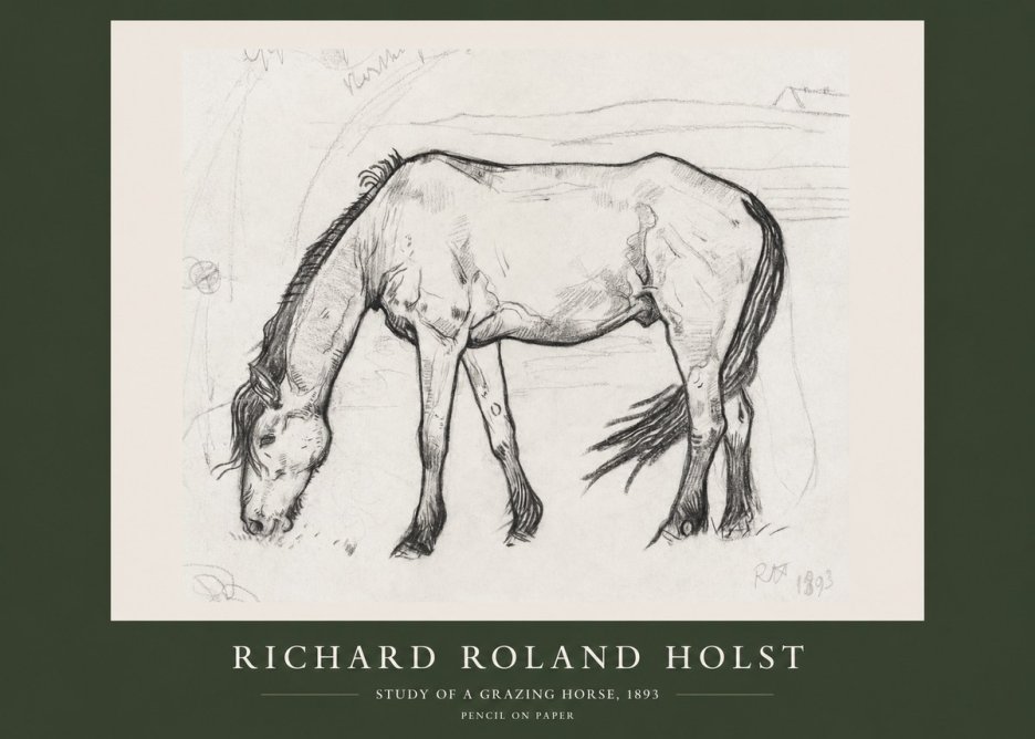 Richard Roland Holst Study of a Grazing Horse No2 - Juliste