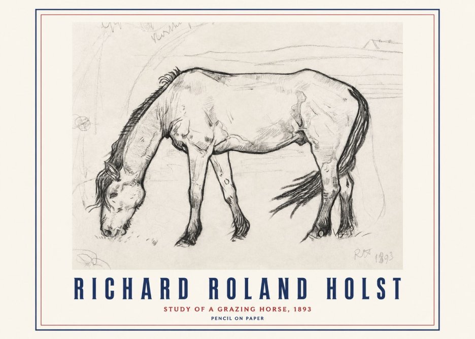 Richard Roland Holst Study of a Grazing Horse No3 - Juliste