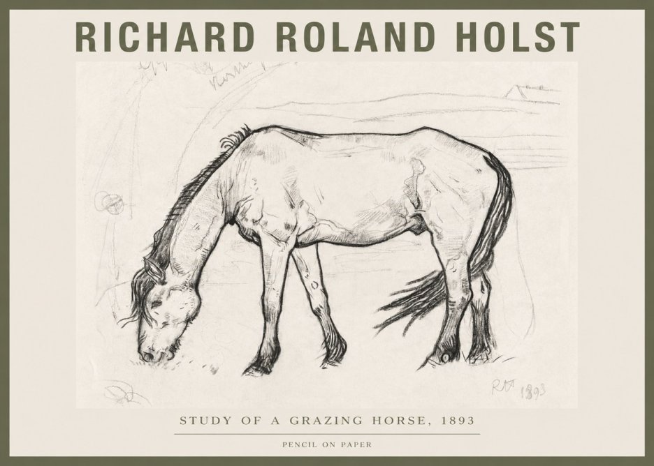 Richard Roland Holst Study of a Grazing Horse No4 - Juliste