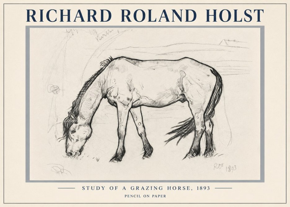 Richard Roland Holst Study of a Grazing Horse No5 - Juliste