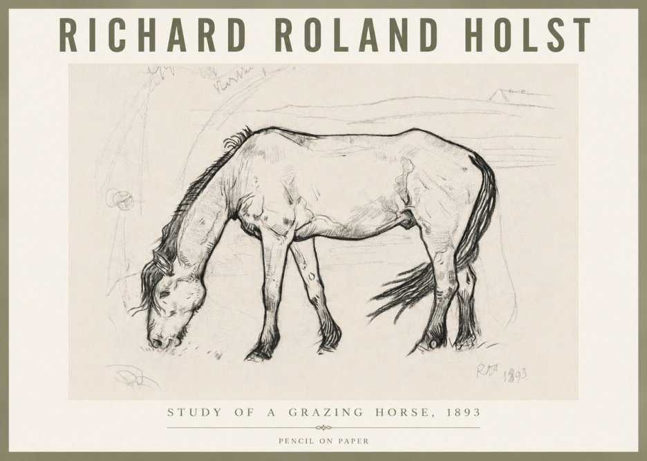 Richard Roland Holst Study of a Grazing Horse No6 - Juliste