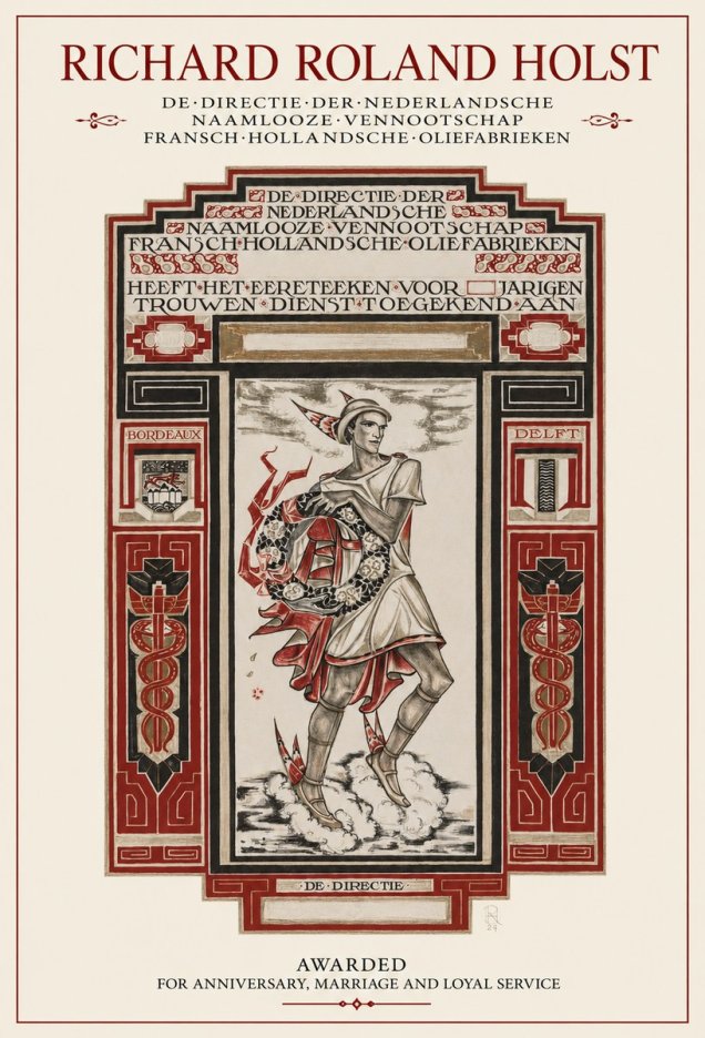 Richard Roland Holst Awarded for Anniversary, Marriage and Loyal Service No1 - Juliste