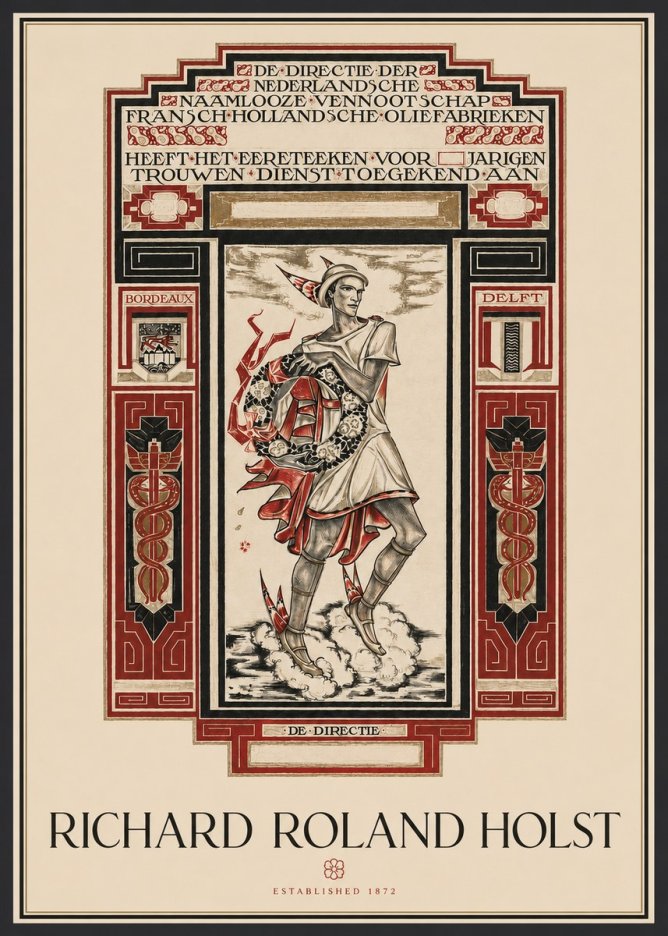Richard Roland Holst Awarded for Anniversary, Marriage and Loyal Service No2 - Juliste