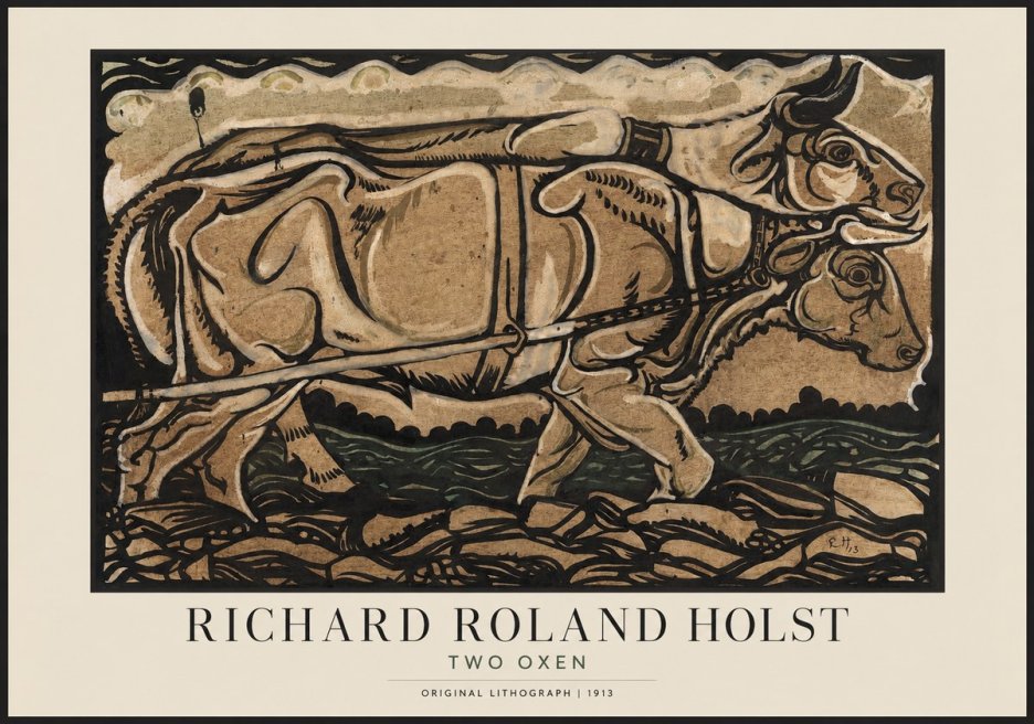 Richard Roland Holst Two Oxen No1 - Juliste