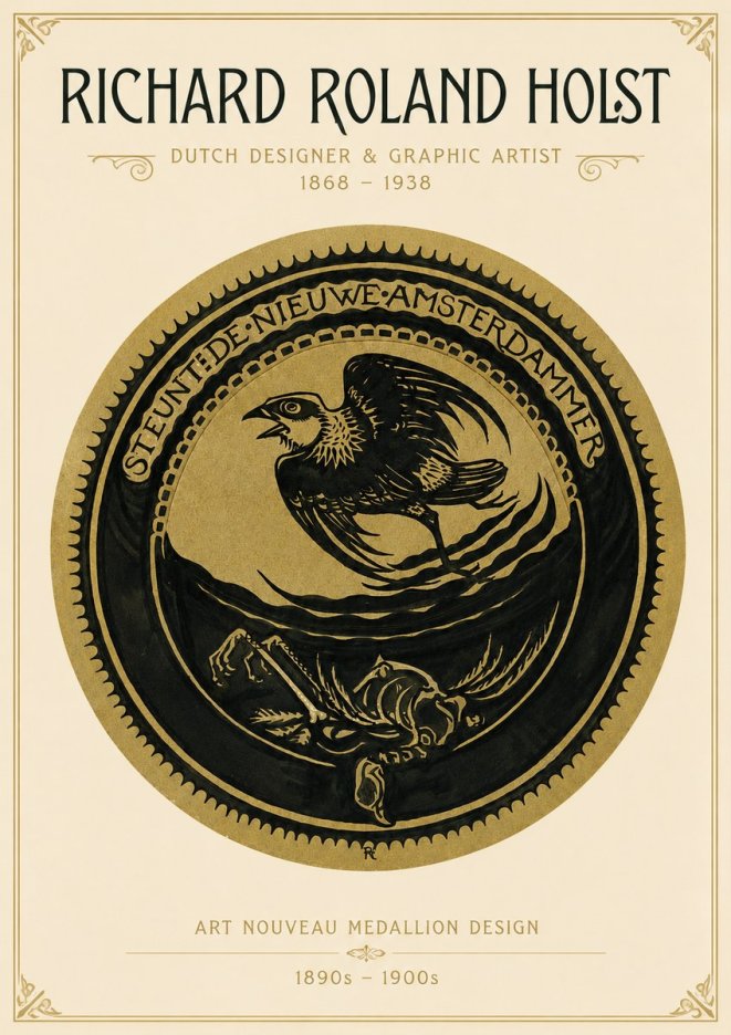Richard Roland Holst Art Nouveau Medallion Design No3 - Juliste